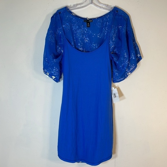 NWT. AQUA Medium Glitter Sequined Kimono Chiffon Dress from Bloomingdale’s! - Picture 12 of 13